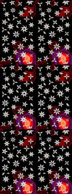 Güzel kumaş deseni. Renkli Bahar Teması eskiz kalıbı. Düz Çiçek Elementleri Tasarımı. Raster illüstrasyonunda çiçek deseni çizimi.