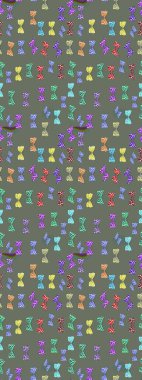 Gri ve soyut arka planda gece kelebekleri. Kumaş, tekstil, baskı ve davetiye. Robot resim. Raster illüstrasyonu.