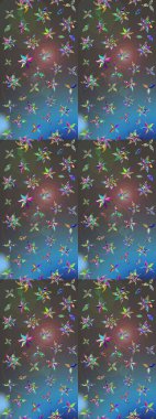 Raster illüstrasyonundaki çiçek desenli çizim. Gri ve mavi renkte çiçekler. Renkli Bahar Teması eskiz kalıbı. Düz Çiçek Elementleri Tasarımı.