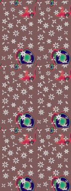 Kahverengi ve nötr renklerde çiçekler. Raster illüstrasyonu. Çiçek süslemeli çizim deseni.