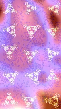 Raster illüstrasyonu. Tarafsız, mor ve pembe kar taneleri. Renkler. Noel ve yeni yıl moda baskıları için tatil tasarımı. Kar tanelerinin soyut arkaplanlı Noel deseni.