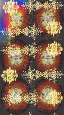 Kış kar taneleri, raster arka plan. Yüzey için tekrarlanan doku, ambalaj kağıdı, kahverengi, gri ve sarı renkte kar tanesi.