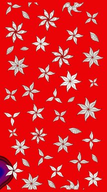 Düz Çiçek Elementleri Tasarımı. Raster illüstrasyonundaki çiçek desenli çizim. Kırmızı renkte çiçekler. Renkli Bahar Teması çizim şablonu.