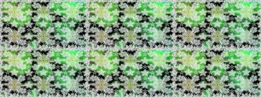 Raster illüstrasyonu. Yeşil ve nötr renklerde Asya tekstil tarzında. Çiçeklerle suluboya desenleri.