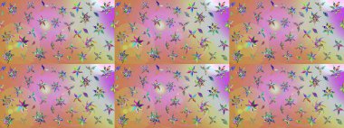 Sevimli çiçek raster deseni. Tarafsız ve pembe renklerde çiçekler. Renkli Bahar Teması eskiz kalıbı. Düz Çiçek Elementleri Tasarımı.