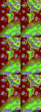 Düz Çiçek Elementleri Tasarımı. Çiçekli çizim şekli. Yeşil renkli çiçekler. Renkli Bahar Teması çizim şablonu.