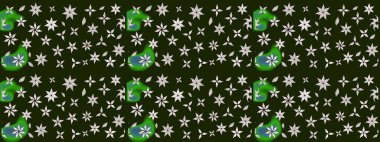 Suluboya elle çizilmiş çiçek desenli eskiz deseni. Parlak renkli fantezi çiçekleri, yapraklar, gri renkli tomurcuklar.