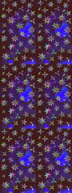 Şirin çiçekli eskiz deseni ve menekşe ve mor renkli yapraklar, suluboya çiçek deseni, duvar kağıdı, kart ya da kumaş için fayanslı. Raster illüstrasyonu.