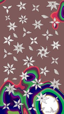 Raster illüstrasyonu. Renkli çizim kalıbı. Çiçek arkaplan. Kahverengi ve nötr renklerde şirin tekstil tarzında. Çiçek duvar kağıdı.