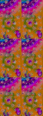 Küçük çiçekteki sevimli çiçek deseni. Turuncu ve kahverengi renkte çiçekler.