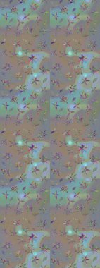 Suluboya çiçekli çiçek deseni. Raster illüstrasyonu. Gri ve nötr renklerde Asyalı tekstil.