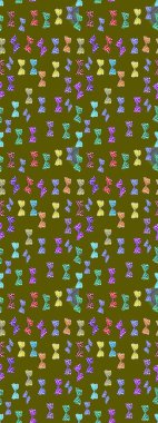 Kahverengi ve nötr arkaplanda güzel bir kelebek bezi var. Bahar Kelebeği teması. Giysi kumaşı için böcek dokusu parçası tekrarlanıyor. Çizim, karalama, karalama. Sonsuz. Raster illüstrasyonu.