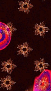 Farklı kar taneleri toplayıcısı, siyah, kahverengi ve kırmızı renklerde kış elementleri. Raster Noel soyut renkli arkaplan ve tatlı kar tanesi.