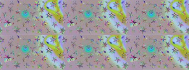 Güzel kumaş deseni. Raster illüstrasyonu. Çiçekler, dallar, bitkiler ve çiçekler. El çizimi.