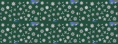 Çiçek yeşili ve nötr çizim deseni. Raster Yumuşak kumaş deseni. Raster çiçek izi. Klasik taslak çizimi.