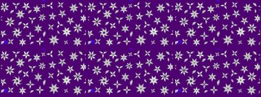 Küçük çiçekteki sevimli çiçek deseni. Menekşe ve nötr renklerde. Raster illüstrasyonu. Raster deseni. Soyut çiçek çizim kalıbı arkaplanı.