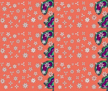 Küçük çiçekteki sevimli çiçek deseni. Soyut çiçek çizim kalıbı arka planı. Raster deseni. Raster illüstrasyonu. Turuncu renklerde.