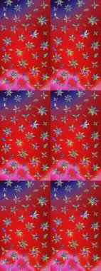 Suluboya çiçekli çiçek deseni. Raster illüstrasyonu. Kırmızı ve pembe renkli Asyalı tekstil.