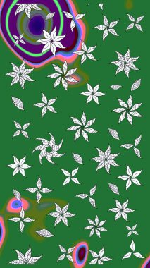 Nazikçe, güzel çiçek arkaplanı. Çiçekli karalama şeklinde Raster çiçek deseni. Yeşil ve nötr renkte çiçekler.