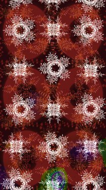 Renkli kar taneleri Raster çizimi. Raster kahverengi, kırmızı ve nötr kar tanelerinden izole edilmiş. Güzel kış süsleri..