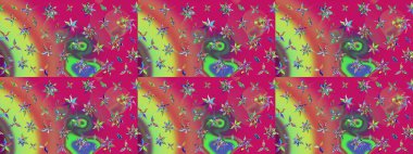 Düz Çiçek Elementleri Tasarımı. Raster illüstrasyonu. Renkli Bahar Teması eskiz kalıbı. Çiçekli çiçek deseni, suluboya. Mor ve pembe renkte çiçekler.