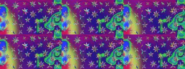 Çiçek deseni. Mor ve mor renkte çiçek çizimi. Şatafatlı bahar bahçesi dokusu. Raster illüstrasyonu. Mor ve mor renkte çiçekler.