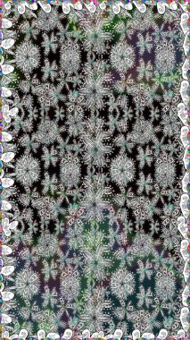 Kabile sanatı boho baskısı, klasik çiçek arkaplanı. Arkaplan dokusu, duvar kağıdı, çiçek temalı gri renkler. Soyut etnik raster pürüzsüz desen.