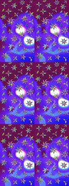 Çiçek ve yapraklı çiçek deseni. Küçük çiçekli şirin bir desen. Raster illüstrasyonu.