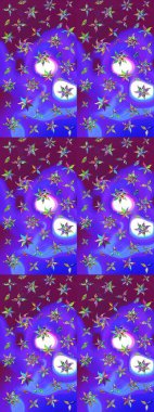 Çiçek ve yapraklı çiçek deseni. Küçük çiçekli şirin bir desen. Raster illüstrasyonu.