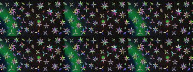 Küçük çiçekli yay deseni çiz. Raster illüstrasyonu. Suluboya tarzında gri ve yeşil renkler üzerine.