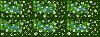 Renkli çizim kalıbı. Çiçek arkaplan. Çiçek duvar kâğıdı. Raster illüstrasyonu. Yeşil renklerde şirin tekstil.