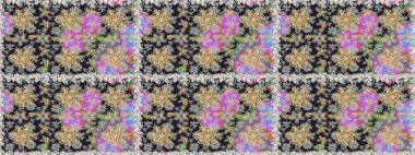 Raster altın pürüzsüz desen. Arkaplan, kumaş, altın duvar kağıdı. Düz elle çizilmiş klasik koleksiyon. Altın desenli gri ve nötr renkler ve altın elementler.