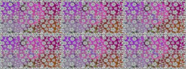 Renkli Bahar Temalı Kusursuz Arkaplan. Raster illüstrasyonu. Asya tekstil tarzında. Güzel kumaş deseni. Düz Çiçek Elementleri Tasarımı. Kusursuz çiçek deseni.