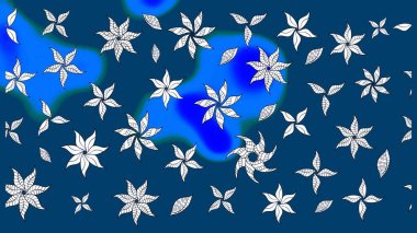 Çiçekli güzel suluboya desen. Mavi renklerde. Raster illüstrasyonu.