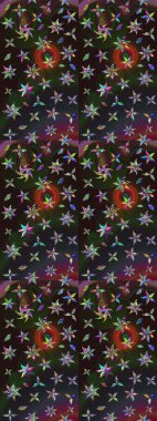 El çizimi. Güzel kumaş deseni. Çiçekler, dallar, bitkiler ve çiçekler. Raster illüstrasyonu.