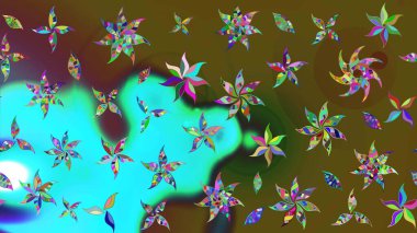 El yapımı çiçek ve bitki koleksiyonu. Raster illüstrasyonu. Şirin karalamalı çiçek desenli çizim. Raster illüstrasyonu. Çizim biçimi renklerinde.