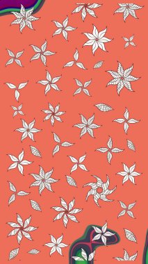 Tekrar eden çiçek arkaplanı, zarif turuncu çiçek duvar kağıdı. Turuncu renkler üzerine çiçek desenli çizimler, el yapımı papatyalar, papatyalar..