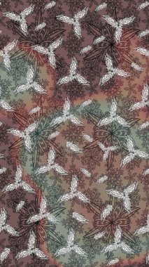 Çiçekli zambakların eskiz geçmişi. Çiçek tasarımı için inanılmaz bir kolaj cenneti tarzı. Parlak çiçekli kolaj çiçekleri kahverengi.