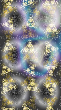 Renkli arka planda izole kar taneleri. Raster illüstrasyonu. Kar taneleri radyal gri, nötr ve mavi renkler.