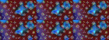 Kırmızı ve mavi renkte çiçekler olan çiçek deseni çiz. Suluboya tarzında kırmızı ve mavi renkte çiçekler.