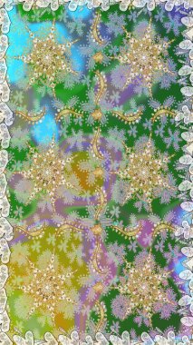 Raster illüstrasyonu. Damask altın soyut çiçek nötr renklerde pürüzsüz desen. Süsleme.