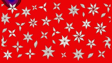 Düz Çiçek Elementleri Tasarımı. Raster illüstrasyonundaki çiçek desenli çizim. Kırmızı renkte çiçekler. Renkli Bahar Teması çizim şablonu.