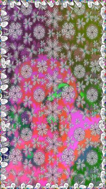 Renkli Bahar Temalı Kusursuz Arkaplan. Düz Çiçek Elementleri Tasarımı. Çiçekli, kusursuz bir arkaplan. Çocuk stili.