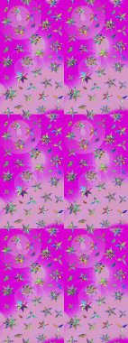 Asya tekstil tarzında. Çiçek desenli çizim. Renkli Bahar Teması eskiz kalıbı. Raster illüstrasyonu. Düz Çiçek Elementleri Tasarımı. Güzel kumaş deseni.