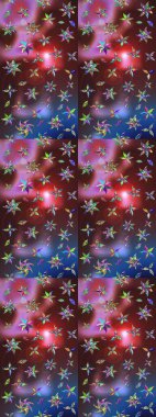 Eskiz arkaplan modeli. Kahverengi ve mavi renkte yaprakları olan yabani çiçekler. Suluboya, elle çizilmiş. Raster illüstrasyonu.