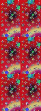 Çiçek desenli raster, kırmızı ve yeşil çizgi grafik desenli soyut raster arkaplan. Modern stil dokusu.