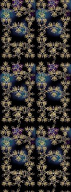 Siyah renkli çiçekler. Raster illüstrasyonunda çiçek deseni çizimi.