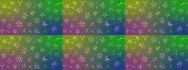 Güzel kumaş deseni. Yeşil ve mavi renklerde. Raster illüstrasyonundaki çiçek desenli çizim. Raster illüstrasyonu.