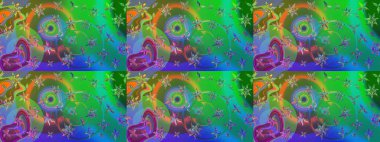 Küçük çiçekli basit bir çiçek çizimi. Yeşil ve mavi renkli şirin çiçekler. Moda baskısı, albüm, ambalaj kağıdı ve duvar kağıdı için zarif dekoratif süslemeler. Raster illüstrasyonu.