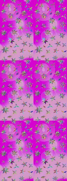 Asya tekstil tarzında. Çiçek desenli çizim. Renkli Bahar Teması eskiz kalıbı. Raster illüstrasyonu. Düz Çiçek Elementleri Tasarımı. Güzel kumaş deseni.